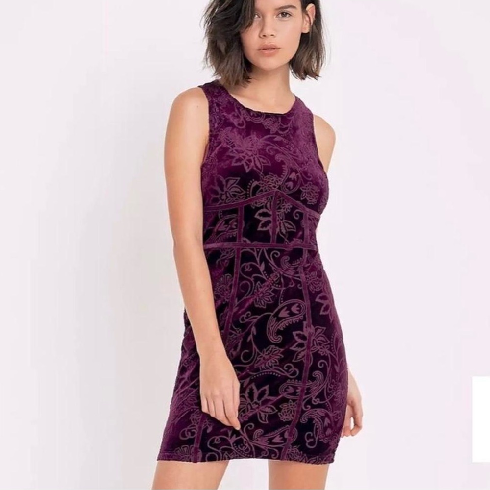 Free People Dress Velvet Burnout Boho Sleeveless Burgundy Size Small